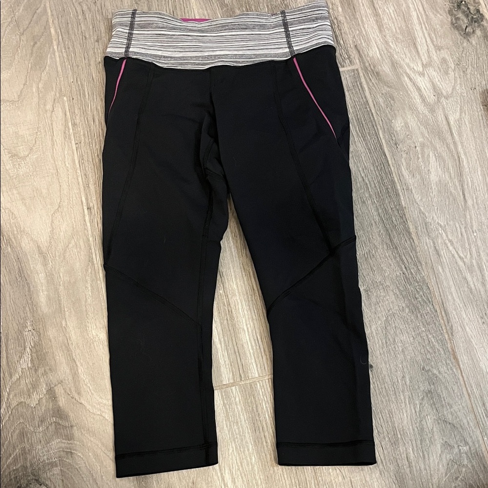 Lululemon Black Leggings with Pink Accents